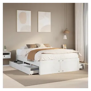 vidaXL Massivholzbett ohne Matratze mit Schubladen Weiß 160x200 cm