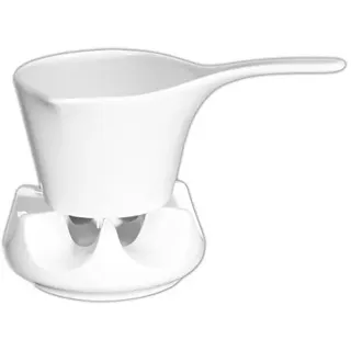 Holst Porzellan SV 012 Set 2 Porzellan Sauciere 0,40 L Paris auf Stövchen, weiß, 21 x 12.5 x 14 cm