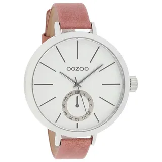 Oozoo Damenuhr C10464 Weiss Lederband Pink 48 mm