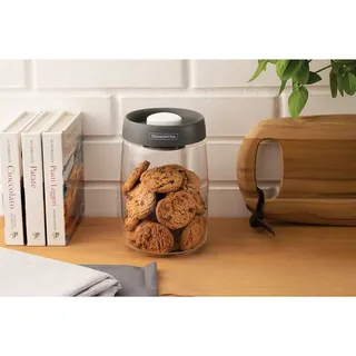 Tramontina 1,2 l, Vakuumdeckel, Glas, Frischhaltedose, 10 cm, H 17 cm, spülmaschinenfest, Transparent Purezza