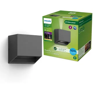 Philips Wandleuchte LED spritzwassergeschützt 2700K 800lm IP44 Anthrazit