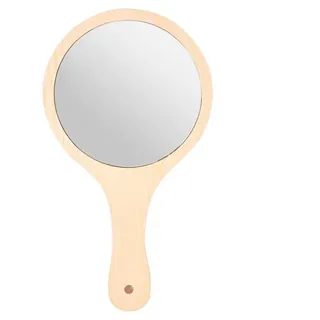Friseur Handspiegel mit Holz Griff Handkosmetikspiegel Handspiegel Salon Holz Spiegel Holzspiegel mit Griff Make up Spiegel Badezimmerspiegel Wandmontage mit Hakenloch für Hauptreise (17*30cm)