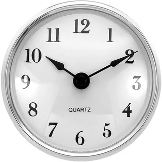 PATIKIL 80mm Quarz Uhrwerk Wanduhr, Stille Arabische Ziffern Kaminuhren, Ersatz für Tischuhr, Stehuhr, Standuhr (Silberfarben/Weiß Stil 17)