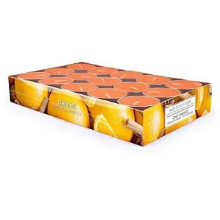 pajoma® Teelichte 30 Stück, Zimt-Orange | Duft-Teelichte in Aluminiumhülle, Brenndauer ca. 4 Stunden - Höhe 1,5 cm ø 3,5 cm | Premium Qualität | Deko, Gastronomie, Outdoor, Party, Windgläser, Hochzeit