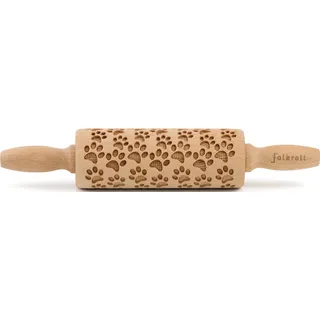 Teigroller FOLKROLL "3D-Motiv-Teigrolle", braun, L:23cm, Teigroller, Teigroller, Hundepfote