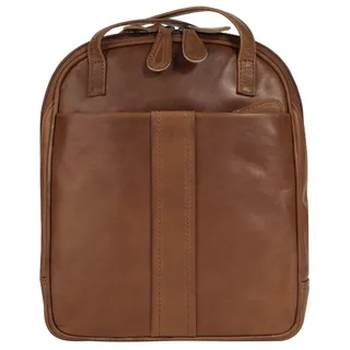 Cityrucksack CLUTY, Damen, Gr. B/H/T: 26cm x 7cm, onesize, braun (cognac), Leder, Rindsleder, Retro, Rucksäcke Cityrucksack, echt Leder