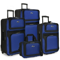 U.S. Traveler New Yorker Reisegepäck-Set, leicht, weich, erweiterbar, Blau, 4-Piece Set (15/21/25/29), New Yorker Reisegepäck-Set, leicht, weich, erweiterbar