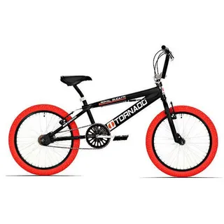 BMX-Rad Royal-Bugatti Tornado Freestyle 20 Zoll - Matt Schwarz mit Roten Reifen - Schwarz