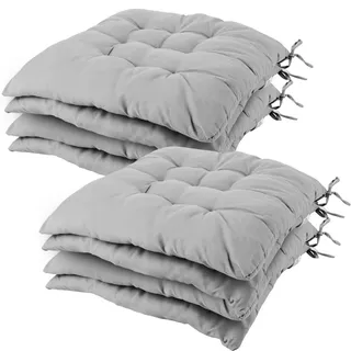 DAJAVE 8er Set Sitzkissen Stuhlkissen 40x40x3 cm (Hellgrau) | Memory Foam Sitzpolster Orthopädisch für Bürostuhl, Rückenschmerzen, Indoor & Outdoor – Anthrazit
