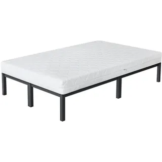 Ml-Design Metallbett mit Matratze 120/200cm , Anthrazit , Metall , H3 + H4 , Höhe ca. 16 cm , 120x200 cm , Schlafzimmer, Betten, Metallbetten