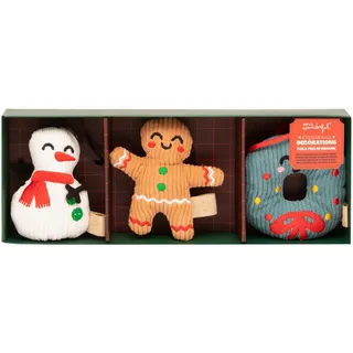 Mr. Wonderful Weihnachtsschmuck für einen Traumbaum, Schneemann, Lebkuchenmann und Weihnachtskranz, aus Polyester