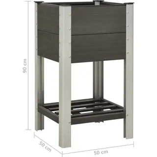 vidaXL Garten-Hochbeet mit Ablage 50 x 50 x 90 cm Grau