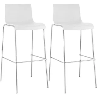 CLP Barhocker 2er Set Kunststoff weiß , Weiß , Metall , 43x100x48 cm , Esszimmer, Barmöbel, Barhocker