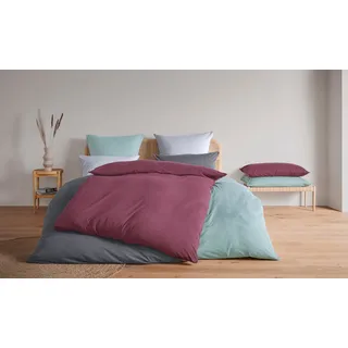 OTTO home Bettwäsche "Valje" 2 Stk. NEUHEIT: ab Größe 135x200 cm, Jersey Qualität in Melange-Optik, bordeaux