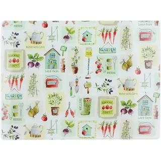 Creative Tops Herb Garden Glas-Arbeitsflächenprotektor, multifunktionales Schneidebrett aus gehärtetem Glas, Servierbrett mit Kräuterdesign, 40 x 30 cm