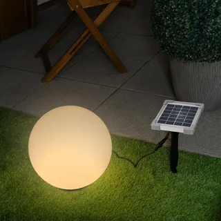 esotec Solarleuchte Kunststoff Ø30cm 9 Lichtfarben inkl. Akku weiß