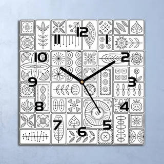 Wanduhr Echt-Glas-Küchenuhr Skandinavische Stil Quarz 30x30 Deko Bilder