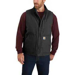 CARHARTT Washed Duck Lined Mock Neck VEST - Black - L