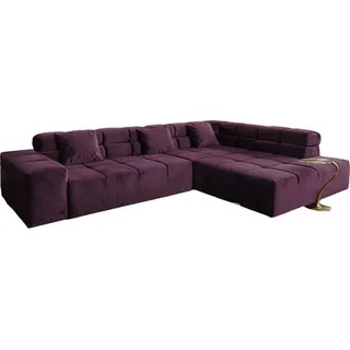 KAWOLA Sofa NEVADA Ecksofa Velvet purple Recamiere rechts - Violett