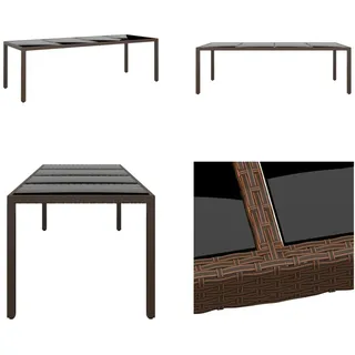 vidaXL Gartentisch mit Glasplatte Braun Poly Rattan - Gartentisch Mit Glasplatte - Gartentische Mit Glasplatten - Gartenmöbel - Esstisch