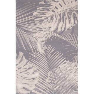 AGNELLA Diverse Monstera Teppich - Wollteppich, für Wohnzimmer, Schlafzimmer, 100% Wolle, Natur, Blumen, robust, weich, modern, bunt, 160 x 240 cm - Grau