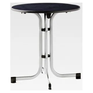 Klapptisch mit MECALIT®-PRO Tischplatte, Gestell in Graphit, Tischplatte in Marmor Schiefer anthrazit ca. 70 cm Ø - Grau