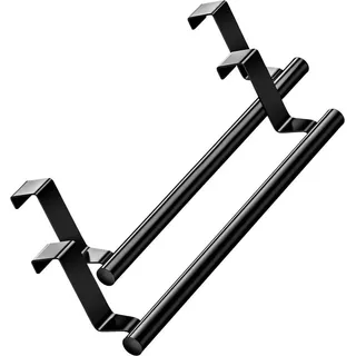 Aufhänger 2pcs schwarz für Küche Schrank Tür Bad Handtuchhalter - Schwarz