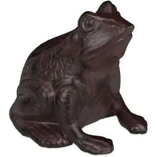 Relaxdays Gartenfigur Frosch , Braun , Metall , 10x12.5x13 cm , Dekoration, Dekofiguren & Skulpturen, Dekotiere