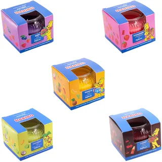 Haribo kleine Duftkerze im Glas | 5er Set Kerze im Geschenkkarton | kleine Duftkerze mit Brenndauer von bis zu 20h | 5 Düfte für Zuhause | Geschenkidee