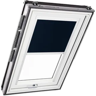 Original Roto Verdunkelungsrollo ZRV - Nahezu vollständige Verdunkelung - Führungsschiene Weiß - Dachfenster Baureihe Designo R6/R8, i8 und Classic 64/84 - Größe 094/098 | 09/09 - Stofffarbe Blau