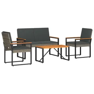 vidaXL Gartenmöbel Set 4 stk. Grau und Dunkelgrau Poly-Rattan - Grau