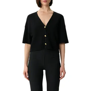Comma, Comma Cardigan mit V-Ausschnitt, und goldenen Knöpfen, schwarz,