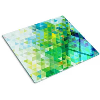Tulup Glasplatte 60x52 cm Dreiecke der Abstraktion , Grün , Glas , 60x0.4x52 cm , Küchen, Küchenelektrogeräte, Herde, Herdabdeckplatten