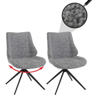 2er-Set Esszimmerstuhl HWC-O48, Küchenstuhl, drehbar Auto-Return, Stoff/Textil Chenille (410g/m2) hellgrau - Grau