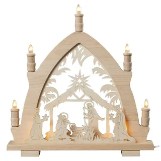 Lichterspitze Chrsiti Geburt 7-flammig elektrisch beleuchtet BxHxT 41x43x6cm NEU
