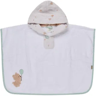 Sterntaler Poncho Bär Bo, Badeponcho für Kinder und Babys, saugfähige Baumwolle, süßes Stickmotiv, einfach drüberziehbar, Knopfverschluss, weich und pflegeleicht, 50×70×0,5 cm, weiß