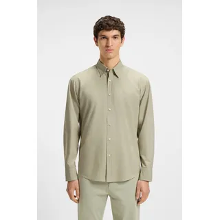 Boss ORANGE "Relegant", Herren, Gr. L, N-Gr, grün (open grün370), Web, Obermaterial: 100% Baumwolle, regular fit, hoch geschlossener Ausschnitt, eingesetzt 2-Knopf-Manschette mit Knöpfen, Hemden, mit BOSS Stickerei