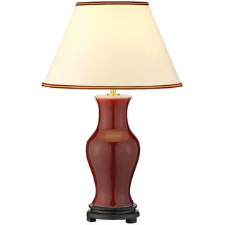 Tischlampe Porzellan Stoff E27 56 cm Rot Ecru Klassisch Tischleuchte Wohnzimmer