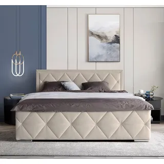 LEONIQUE »Alfie, Topseller! Inkl. Bettkasten&Topper« Wahlweise mit Knopfsteppung oder Strasssteinen, H2, H3 und H4 wählbar, beige