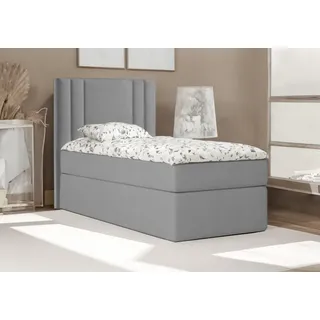 Bett , Boxspringbett , Continentalbett RALI MINI mit Bonell Matratze und Topper , Einzelbett mit Container , H3 ( 100x200 cm , Dunkelgrau - Itaka 14 , Topper Visco ) - Dunkelgrau