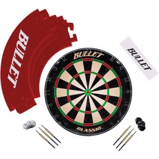 Bullet - Großes Dart-Turnier-Set - inklusive Dartscheibe, 6 Steeldarts + Eva Surround Ring + Wurfschnur