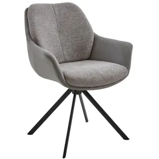 Valnatura Armlehnstuhl , Grau, Schwarz, Platinfarben , Metall, Textil , Stativgestell , 62x83.5x65 cm , Stoffauswahl, Typenauswahl, Sitzfläche 360° drehbar, automatische Rückholfunktion , Esszimmer, Stühle, Polsterstühle