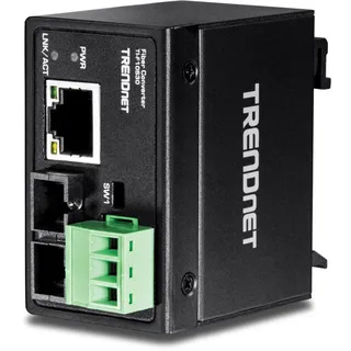 TRENDNET TI-F10S30 Hardened Industrial Railmount Media Converter, RJ-45, SC-Duplex 100Base-FX SM 30km