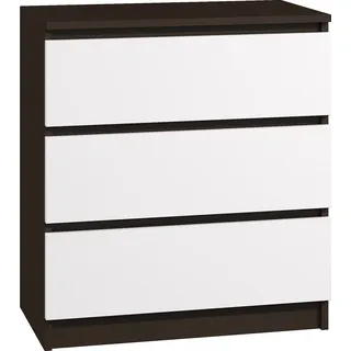 Roe Furniture | Kommode 60 cm - Weiß, Wenge - 3 Schubladen - Elegant und funktional - Ideal für Kleine Räume - Sideboard - Weiß, Braun