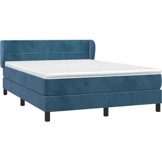 vidaXL Boxspringbett mit Matratze Dunkelblau 140x190 cm Samt - Blau