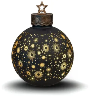 Formano Deko-Kugel Schwarz 30cm mit LED Licht Timer Beleuchtete Glaskugel Deko - Weihnachtsdekoration Tisch Regal Deko-Kugel 6h/18h Timer Weihnachtskugel zum Stellen