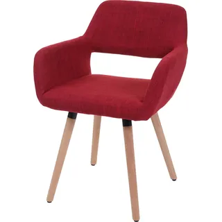 Esszimmerstuhl HWC-A50 II, Stuhl Küchenstuhl, Retro 50er Jahre Design Textil, purpurrot, helle Beine - Rot