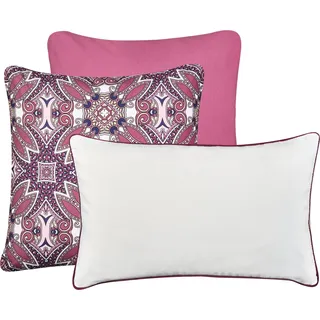BELIANI Gartenkissen 3er Set Mehrfarbig Polyester Orientalisch 45x45 cm u. 30x50 cm Wasserabweisend Dekokissen mit Füllung für Garten Terrasse Balkon - Bunt, Rosa, Violett, Weiß