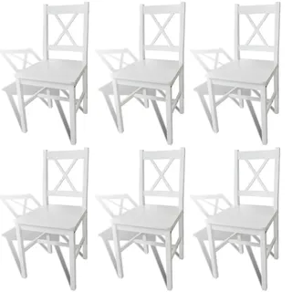 vidaXL Esszimmerstühle 6 Stk. Weiß Kiefernholz