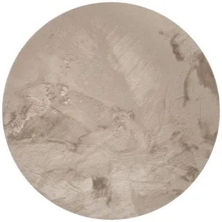 benuta Nest Kunstfell-Teppich Dave Taupe ø 120 cm rund , Textil , Beton Optik , Rund , 120x120 cm , Oeko-Tex® Standard 100 , wasserabweisend , Teppiche und Böden, Teppiche